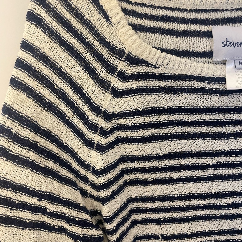 Steven Alan Navy and Cream Striped Sweater - Picture 3 of 4